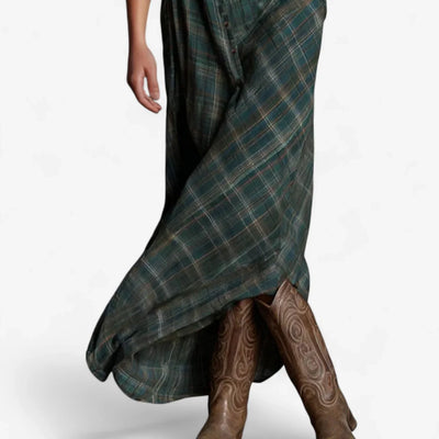 Rosa – Kariertes Hemdblusenkleid in Smaragd